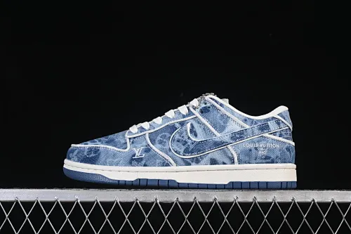 All categories Nk SB Dunk Series Nk SB Dunk Low High-end customized low-top sneakers Nike SB Dunk Low LV joint light blue denim Anniversary high-end customized low-top casual sneakers SC0601-468